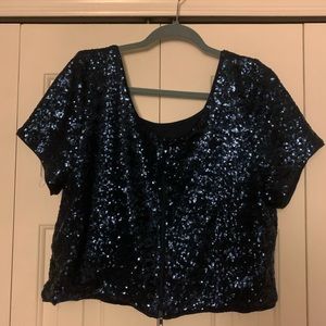 Sequins Plus Size Crop Top